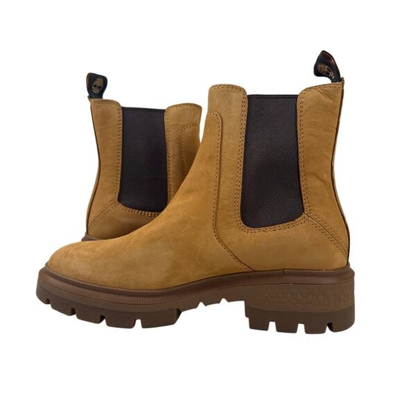 Timberland Cortina Valley Chelsea Boots Womens 7 Wheat Nubuck Lug Sole Pull On - Picture 2 of 13